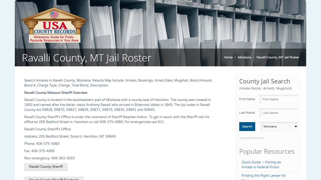 Ravalli County, MT Jail Roster | Name Search
